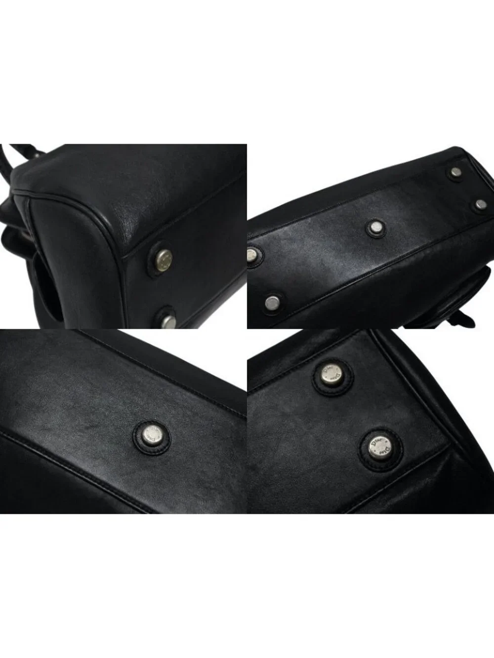 Dior Handbag Leather Black Silver
